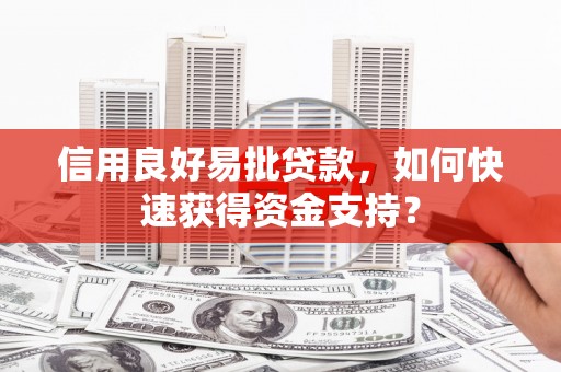 长洲信用良好易批贷款，如何快速获得资金支持？