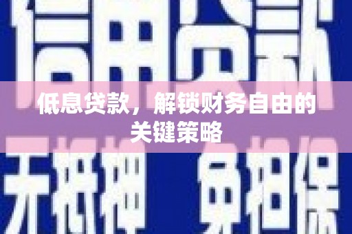 长洲低息贷款，解锁财务自由的关键策略