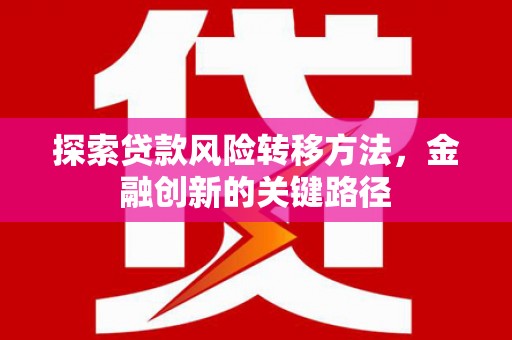 长洲探索贷款风险转移方法，金融创新的关键路径