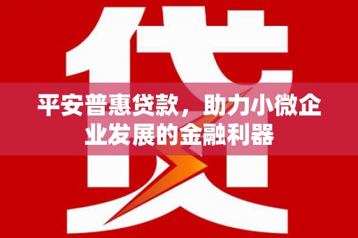 长洲平安普惠贷款，助力小微企业发展的金融利器