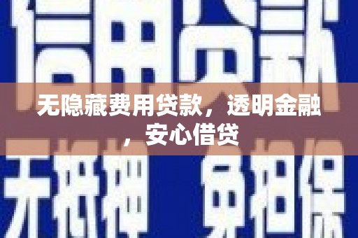 长洲无隐藏费用贷款，透明金融，安心借贷