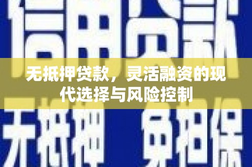 长洲无抵押贷款，灵活融资的现代选择与风险控制
