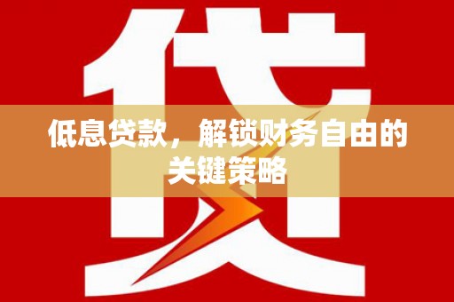 长洲低息贷款，解锁财务自由的关键策略
